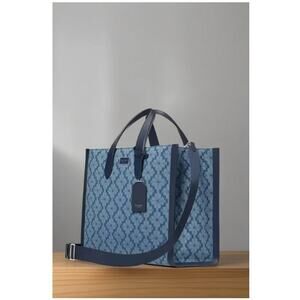 Kate Spade Large Manhattan Tote Bag Blue Floral Jacquard Denim